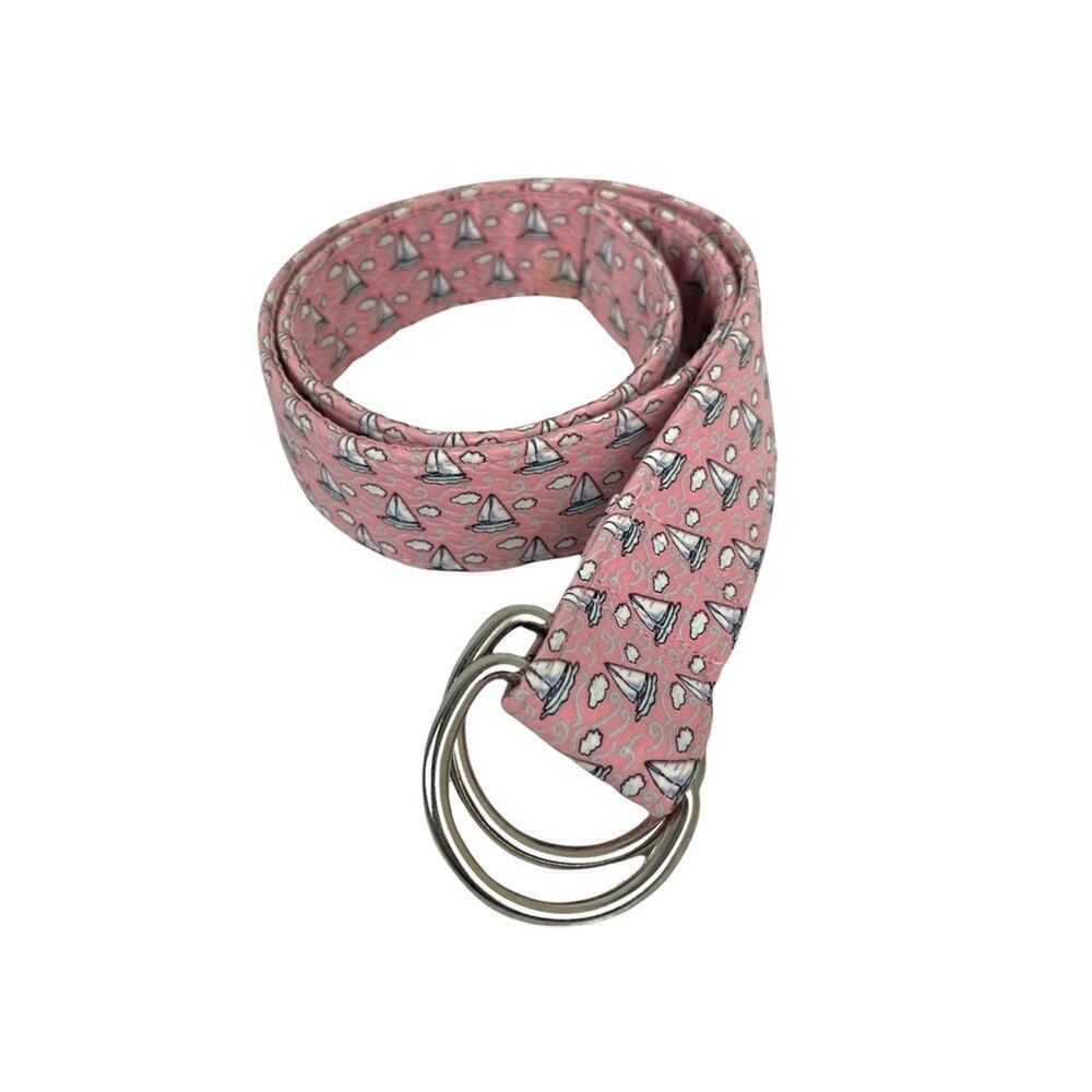 Vineyard Vines Pink boat Logo D-Ring Belt 100% Cotton Size Small